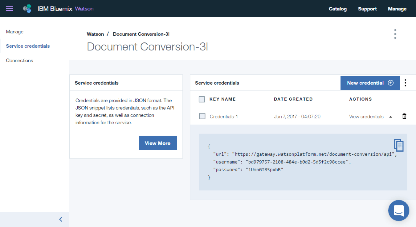 Example of IBM Bluemix API Response in JSON